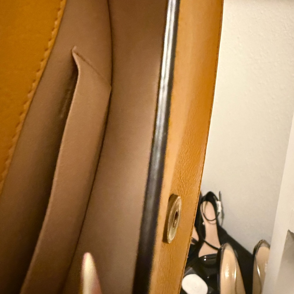 Celine Yellow Leather Wristlet with Gold Accents - Picture 6 of 8